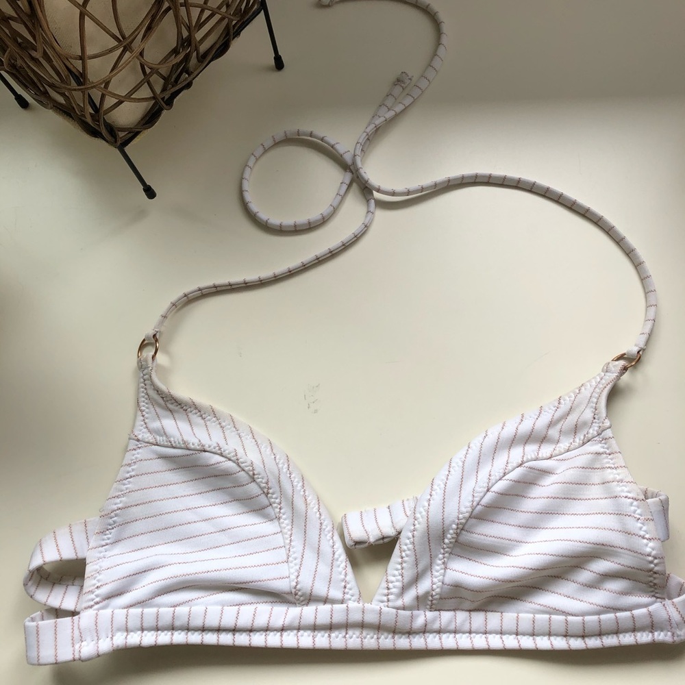 WHITE AND GOLD BIKINI TOP